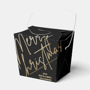 Gold Merry Christmas Black Favour Box