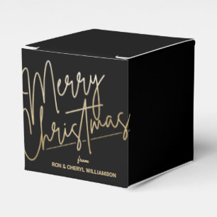 Gold Merry Christmas Black Square Favour Box