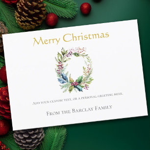 Gold Merry Christmas Calligraphy Holiday Card