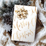 Gold Merry Christmas Calligraphy Holiday Wrapping Paper<br><div class="desc">Christmas gift wrapping paper feature modern calligraphy merry Christmas script in faux gold colour and white.</div>