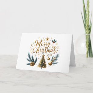 Gold Merry Christmas Card