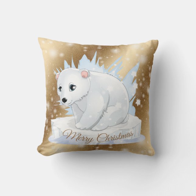 Gold Merry Christmas Cushion (Front)