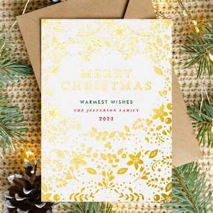 Gold Merry Christmas Florals