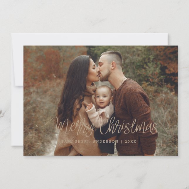 Gold Merry Christmas Holiday Card (Front)