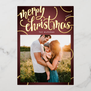 Gold Merry Christmas Letter Frame Gradient Photo