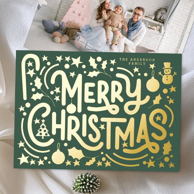 Gold Merry Christmas Lettering Photo Back (Creator Uploaded)