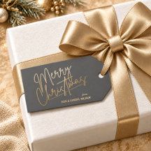 Gold Merry Christmas Luxe Gray