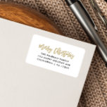Gold Merry Christmas Modern Script Typography Label<br><div class="desc">Add a personal and unique touch to your holiday and Christmas correspondence with our modern stylish "Merry Christmas" return address label in gold script signature like</div>