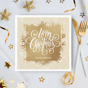 Gold Merry Christmas Napkin