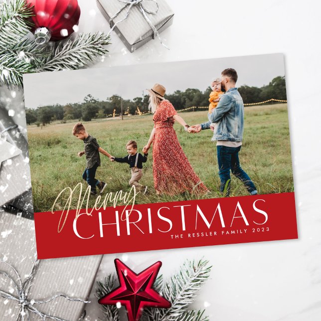 Gold Merry Christmas Photo Card (Creator Uploaded)