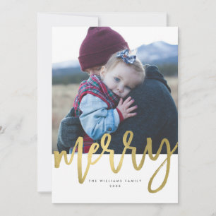 Gold Merry Christmas Photo Cards