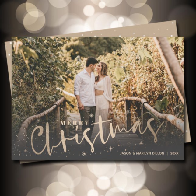 Gold Merry Christmas Photo Holiday Card (Creator Uploaded)