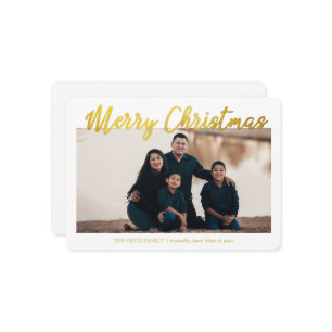 Gold Merry Christmas Photo Overlay Simple Holiday Card