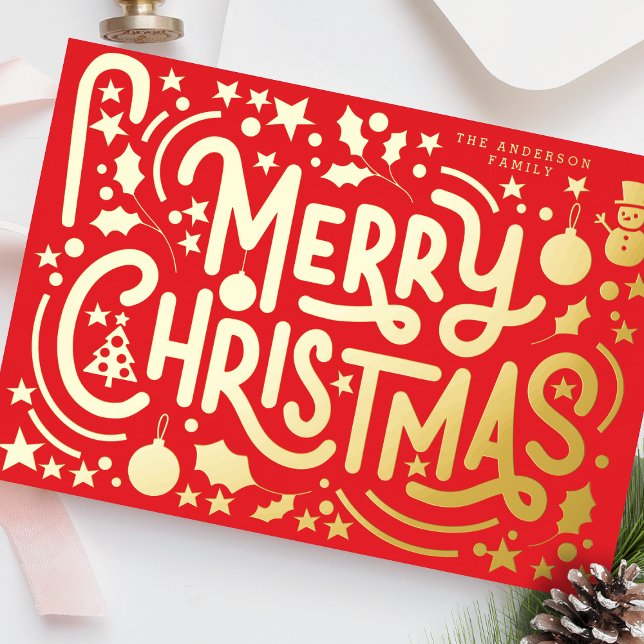 Gold Merry Christmas Scenery Lettering Photo (Creator Uploaded)