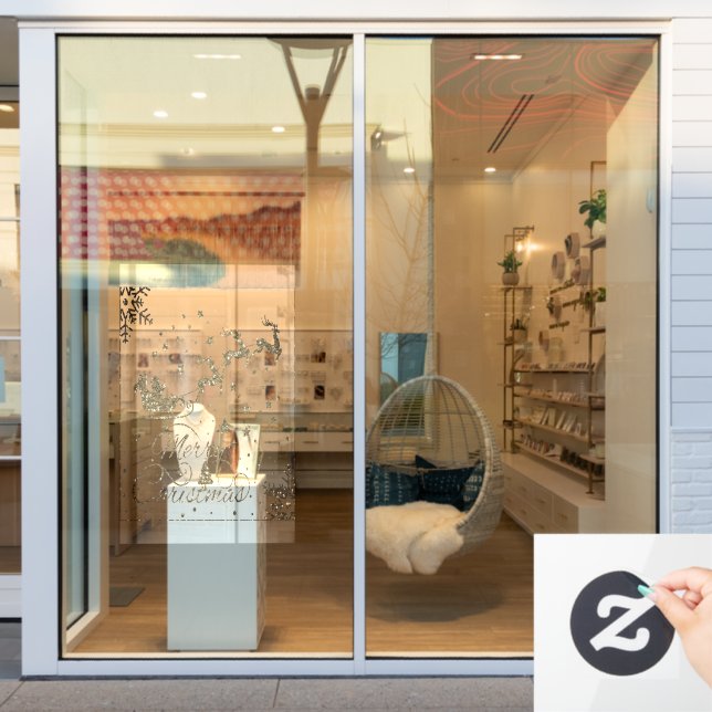 Gold Merry Christmas Snowflakes, Happy New Year (Store Window)