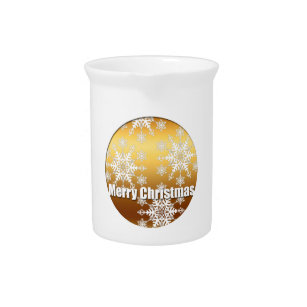 Gold Merry Christmas Snowflakes - Pitcher