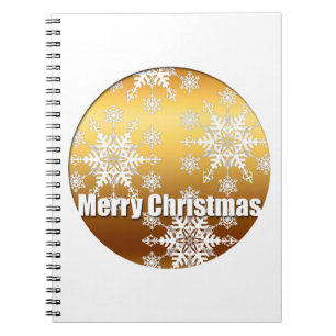 Gold Merry Christmas Snowflakes - Spiral Notebook