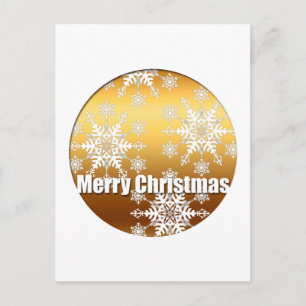 Gold Merry Christmas Snowflakes V Postcard