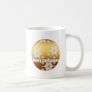 Gold Merry Christmas Snowflakes White Mug