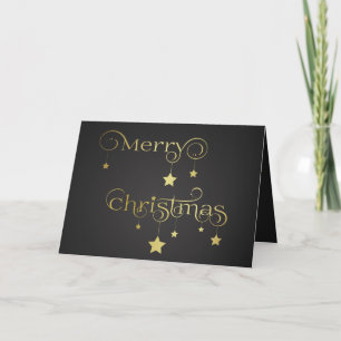 Gold Merry Christmas Stars - Greeting Card