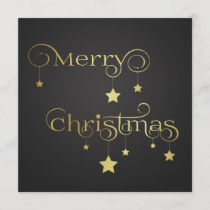 Gold Merry Christmas Stars Invitation