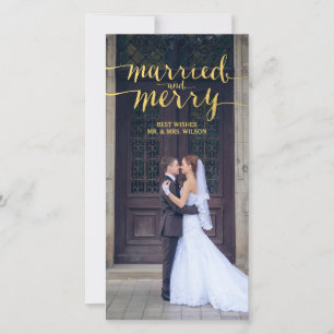 GOLD MERRY & MARRIED HOLIDAY PHOTO CARD
