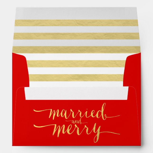 Gold Merry & Married | Holiday Printed Envelope (Back (Bottom))