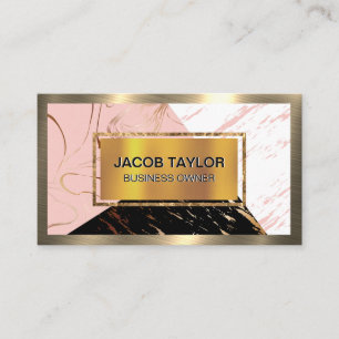 Gold Metal Colour Block Marble Business Card