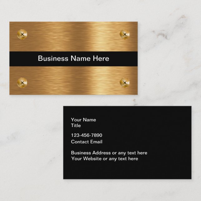 Gold Metal Construction Services Business Cards (Front/Back)
