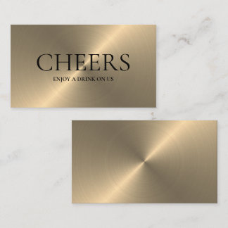 Gold Metal Effect Free Drinks Ticket Card