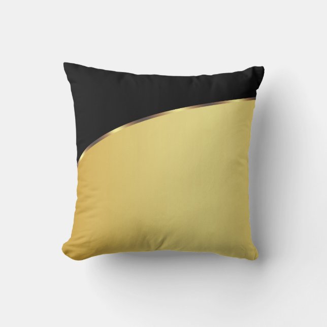 Gold Metal Elegant Modern Black Cushion (Front)