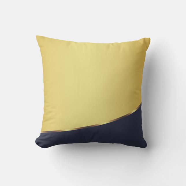 Gold Metal Elegant Modern Blue Cushion (Front)