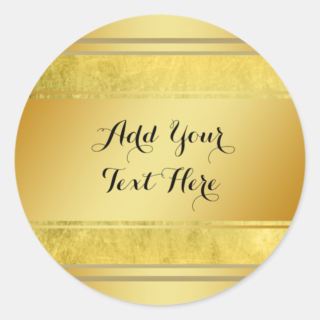 Gold Metal Foil Faux Glitter Customise Classic Round Sticker (Front)