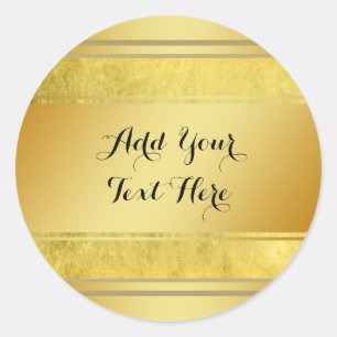 Gold Metal Foil Faux Glitter Customise Classic Round Sticker