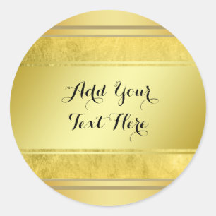 Gold Metal Foil Faux Glitter Customise Classic Round Sticker