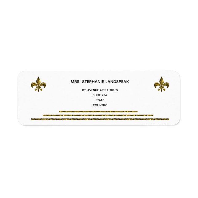 Gold Metal & Gold Fleur de Lys Return Address (Front)