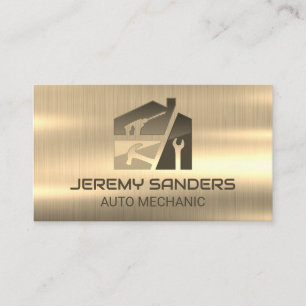 Gold Metal Hand Tools Repair Business Card