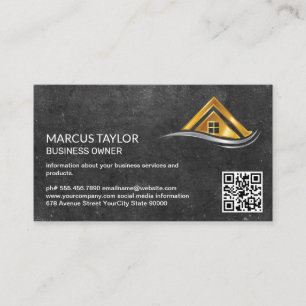 Gold Metal Home Logo   Real Estate Business Card