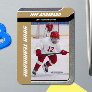 Gold Metal Ice Hockey Photo Magnet
