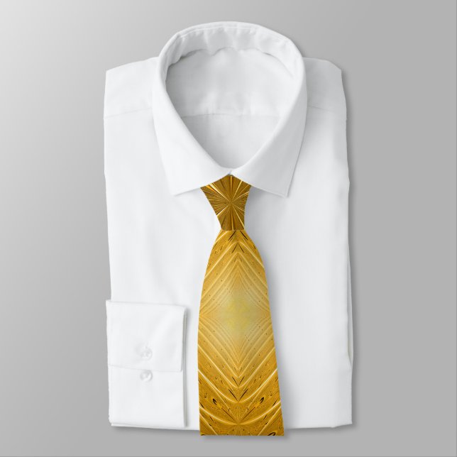 Gold Metal Pattern Design Tie (Tied)