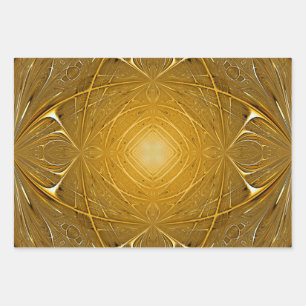 Gold Metal Pattern Design Wrapping Paper Sheet