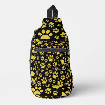 Gold metal pattern paws on black background