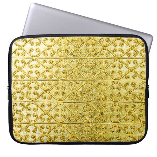 Gold metal seamless pattern  laptop sleeve (Front)