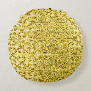 Gold metal seamless pattern round cushion
