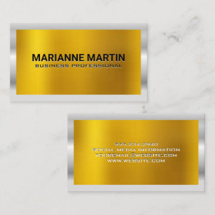 Gold Metal Shine Silver Border Business Card