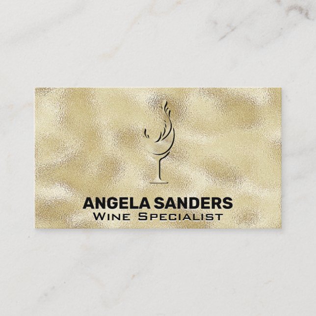 Gold Metal Shiny Texture Wine Glasses Business Card (Front)