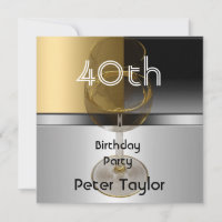 Gold Metal Silver Mens 40th Birthday Man