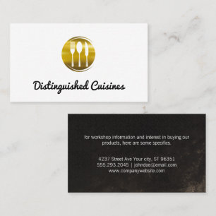 Gold Metal Silverware Logo Business Card