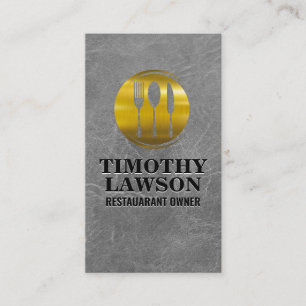 Gold Metal Silverware Luxury Culinary Appointment Card