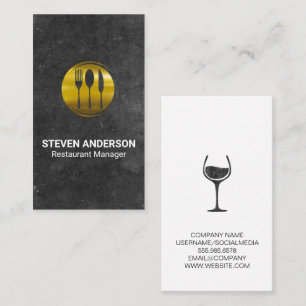 Gold Metal Silverware   Slate Background Business Card